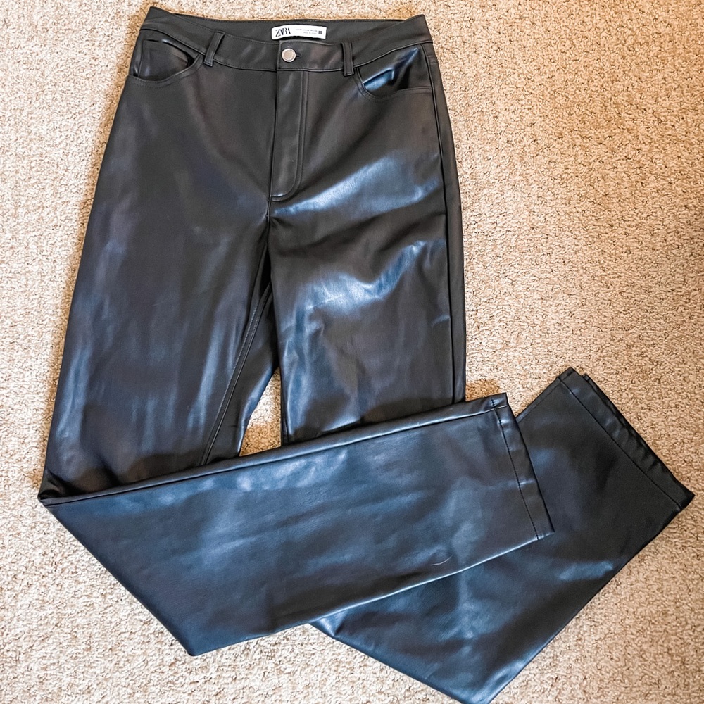 RELISTED - Zara Faux Leather Flared Slim Pant | Size 28 (US 6)